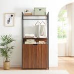 Kledingkast Larem 180x84x40 cm zwart en walnootkleurig [en.c, Huis en Inrichting, Kasten | Kledingkasten, Verzenden, Nieuw