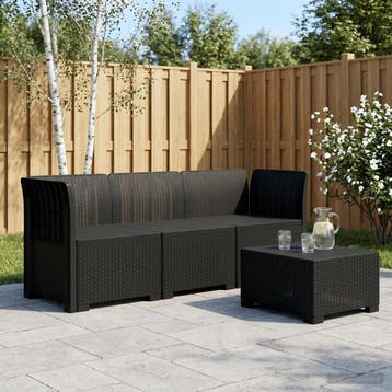 vidaXL 3-Zits Tuin Sofa Rattan Look PP Antraciet, Verzenden, Nieuw