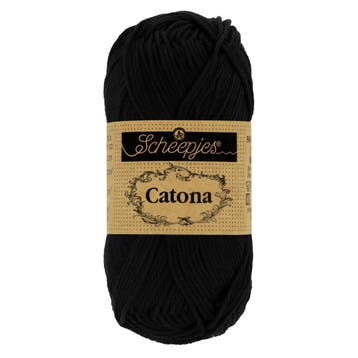 Scheepjes Catona 25g - 110 Jet Black - Haakgaren / Breigaren, Ophalen of Verzenden, Nieuw, Breien of Haken, Wol of Garen