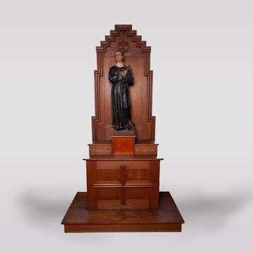 Jaren 30 altaar met kerkbeeld Heilige Gerardus - Hout, Gips, Antiek en Kunst