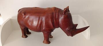 sculptuur, Scultura Rinoceronte Zambia - 23 cm - Teak - 1970