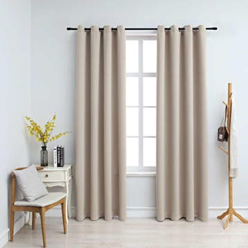 vidaXL Gordijn verduisterend met metalen ringen 2 st 140x245, Verzenden, Nieuw, Beige