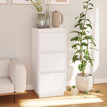vidaXL Dressoir 32x34x75 cm massief grenenhout wit, Huis en Inrichting, Verzenden, Nieuw, Grenenhout, Minder dan 50 cm