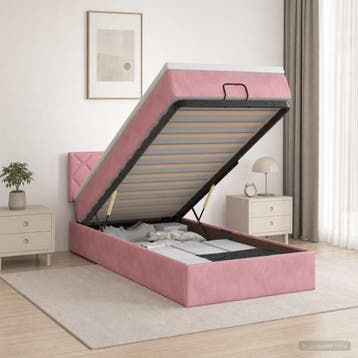 vidaXL Ottoman bed met matras met hoofdeinde Roze 90 x 200, Verzenden, Nieuw, Eenpersoons, Stof