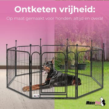 MaxxPet Hondenren Puppyren met 8 panelen - Staal - 60x60c..., Dieren en Toebehoren, Verzenden, Nieuw