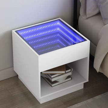 vidaXL Nachtkastje met Infinity LED 50x50x50 cm wit, Verzenden, Nieuw, Hout