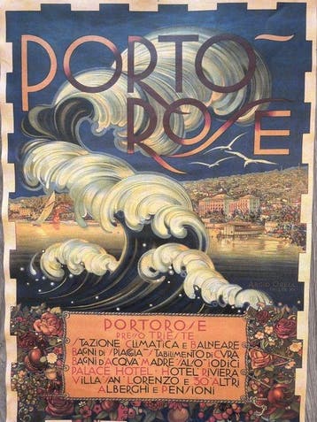Orell - Porto rose Trieste – Manifesto Turistico Liberty –