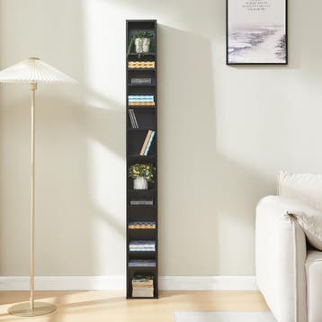 CD DVD kast Tynset vakkenkast met 12 vakken 175x20x20 cm zwa, Verzenden, Nieuw