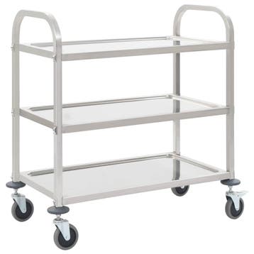 vidaXL Keukentrolley 3-laags 96,5x55x90 cm roestvrij staal, Verzenden, Nieuw