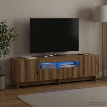 vidaXL LED tv-meubel EDE 153 x 35 x 43 cm Artisanaal eiken, Huis en Inrichting, Minder dan 50 cm, Verzenden, Nieuw, Minder dan 100 cm