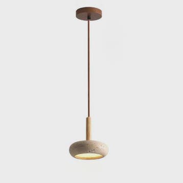 Wabi Sabi Hanglamp Geel Natuursteen met Hout - Sfeervolle Ve, Verzenden, Nieuw
