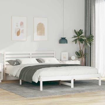 vidaXL Bedframe met hoofdeinde Wit 160 x 210 cm Massief, Verzenden, Nieuw, Wit, Hout