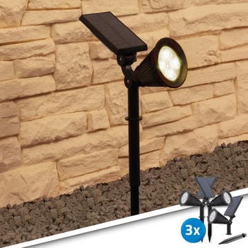 Solar LED spot Highlight Warm Wit - Voordeelset 3 stuks, Tuin en Terras, Kunststof, Verzenden, Minder dan 50 watt, Staande lamp