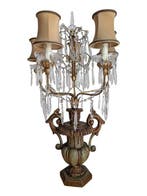 Staande lamp - Kristal, IJzer, Hout - Piantana - H : 80 cm, Antiek en Kunst