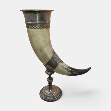 Drinkhoorn - Verzilverd, Hoorn - Cornucopia 1890-1910, Antiek en Kunst