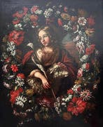 Scuola fiamminga-italiana (XV - Santa penitente e San, Antiek en Kunst, Kunst | Schilderijen | Klassiek