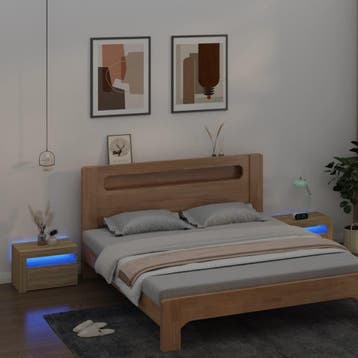 vidaXL Nachtkastjes 2 st met LED-verlichting 60x35x40 cm, Minder dan 45 cm, Verzenden, Nieuw, Minder dan 55 cm