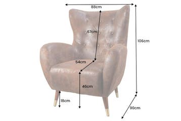 Retro Design Armstoel DON Antiek Bruin Goud Voetdoppen met, Ophalen of Verzenden, Nieuw