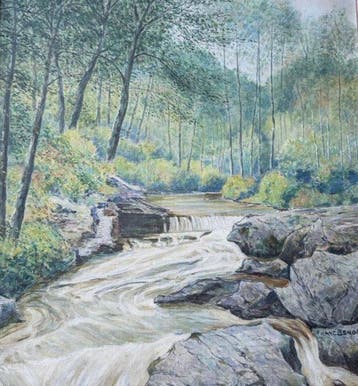Franz Bender (1873-1905) - Flusslandschaft mit Wasserfall