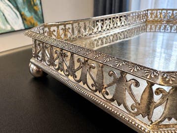 Dienblad - .950 zilver - Napoleontisch zilveren dienblad, Antiek en Kunst