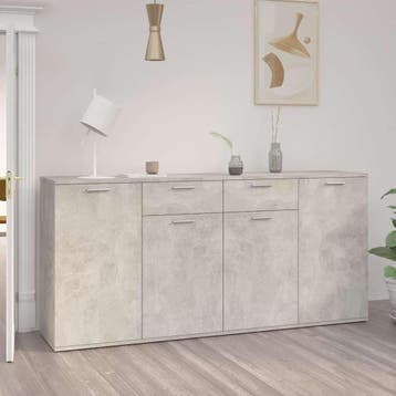 vidaXL Dressoir 160x36x75 cm bewerkt hout betongrijs, Verzenden, Nieuw, Overige houtsoorten, Minder dan 50 cm