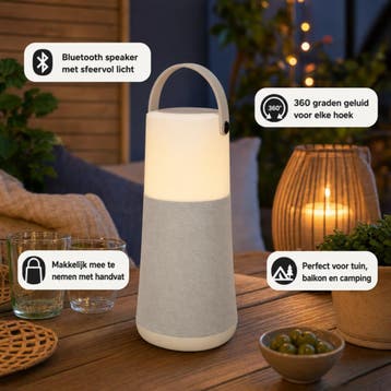 Brainz Tower Speaker Bluetooth en Verlichting - Taupe, Verzenden, Nieuw