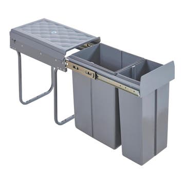 Inbouw prullenbak Froland 20+10 liter 48x26x42 cm grijs [en., Verzenden, Nieuw