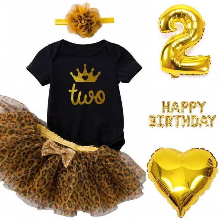 2e verjaardag kleding en decoratie set Wild Princess, Kinderen en Baby's, Kinderkleding | Maat 92, Meisje, Nieuw, Jurk of Rok