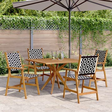 vidaXL 5-delige Eethoek massief acaciahout, Tuin en Terras, Verzenden, Nieuw, Hardhout, 4 zitplaatsen