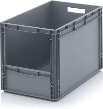 Magazijnbak euronorm 600x400x420mm met grijpopening,, Gebruikt, 40 tot 60 cm, 50 tot 75 cm, Bak of Kist