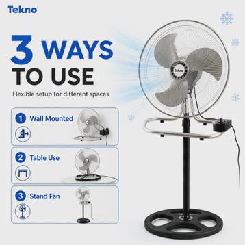 3-in-1 Metalen Ventilator: Vloer, Tafel & Wandmodel - Verste, Verzenden, Nieuw in verpakking