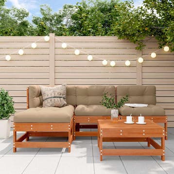 vidaXL Tuin loungeset 5 st Wasbruin Massief grenenhout, Verzenden, Nieuw, 5 zitplaatsen, Loungeset