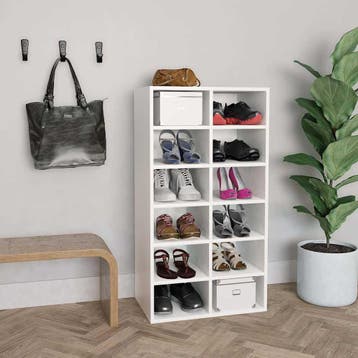 vidaXL Schoenenrek 54x34x100,5 cm bewerkt hout wit, Huis en Inrichting, Verzenden, Nieuw