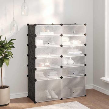 vidaXL Schoenenrek 94x37x125 cm polypropeen zwart, Huis en Inrichting, Verzenden, Nieuw