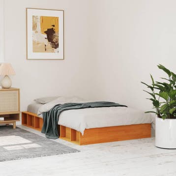 vidaXL Bedframe zonder matras massief grenenhout wasbruin, 90 cm, Eenpersoons, Bruin, Verzenden