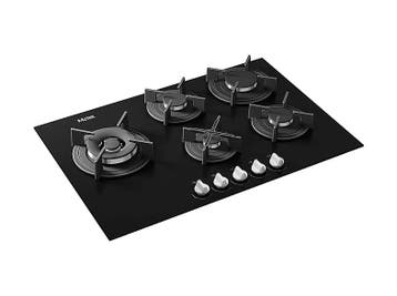 Etna - Gas Kookplaat - Zwart Glas, Witgoed en Apparatuur, Kookplaten, Verzenden, Nieuw, Gas, 5 kookzones of meer
