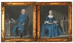Rienk Jelgerhuis (1729-1806), 2 portretten heer en vrouw, Antiek en Kunst, Kunst | Schilderijen | Klassiek