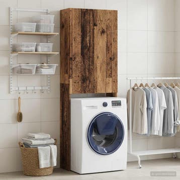 vidaXL Toiletkast DELFT Oud hout 66 x 25,5 x 190 cm Bewerkt, Verzenden, Nieuw