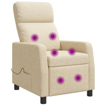 vidaXL Massage Recliner Crèmekleurig Stof, Verzenden, Nieuw