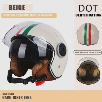 Vintage Open Motorhelm met Dubbel Vizier - DOT Gecertificeer, Verzenden, Nieuw