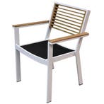 York dining tuinstoel met armleuning aluminium wit teak, Tuin en Terras, Tuinsets en Loungesets, Ophalen of Verzenden, Nieuw