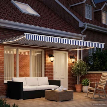 vidaXL Handmatig knikarmscherm met solar LED 4 x 3 m, Verzenden, Nieuw