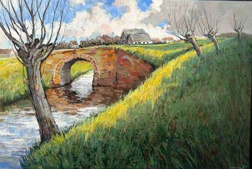 Jan Ouwenbroek (1927-2024) - Landschap bij Maasland