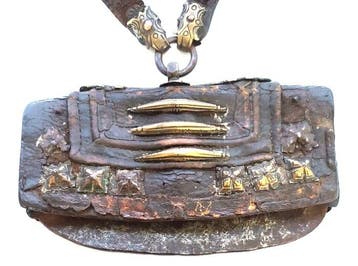 Antiek Tibetaanse metsja of vuurijzer - Leder - Tibet - 19e, Antiek en Kunst