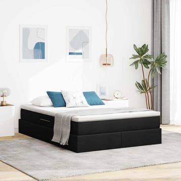 vidaXL Opslag bed met matras met opslag Zwart 140 x 200 cm, Verzenden, Nieuw, Zwart
