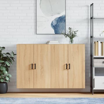 vidaXL Hangkasten 2 st 69,5x34x90 cm sonoma eikenkleurig, Minder dan 50 cm, Verzenden, Nieuw, Minder dan 100 cm