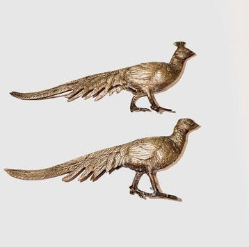 Figuur - Pareja de faisanes de bronce / latón vintage, Antiek en Kunst