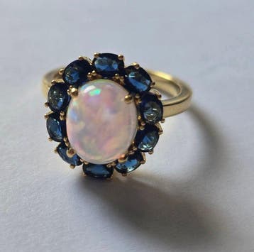 Zonder minimumprijs - Statement ring Zilver Opaal - Saffier