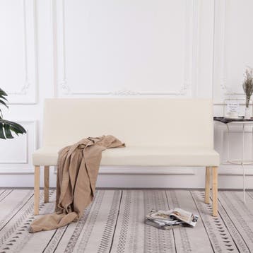 vidaXL Bankje 139,5 cm kunstleer crème, Huis en Inrichting, Banken | Voetenbanken en Poefen, Verzenden, Nieuw