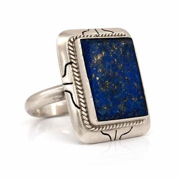 Lapis lazuli - Zilver - Ring - Ambachtelijke tribale